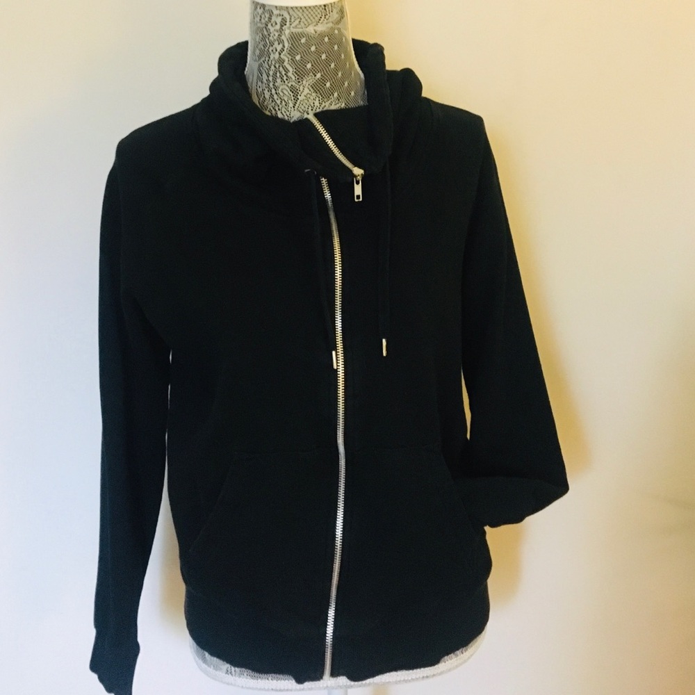 Black zip up with oversized neck